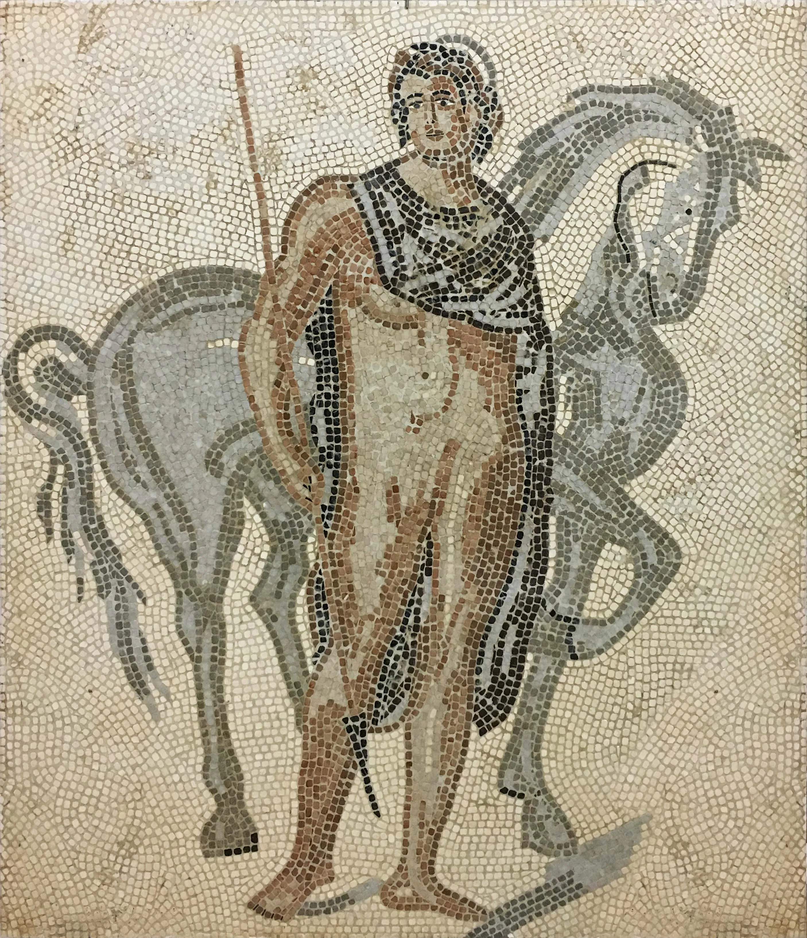 Dioscuri - Castor with horse from the Triumph of Bacchus Mosaic