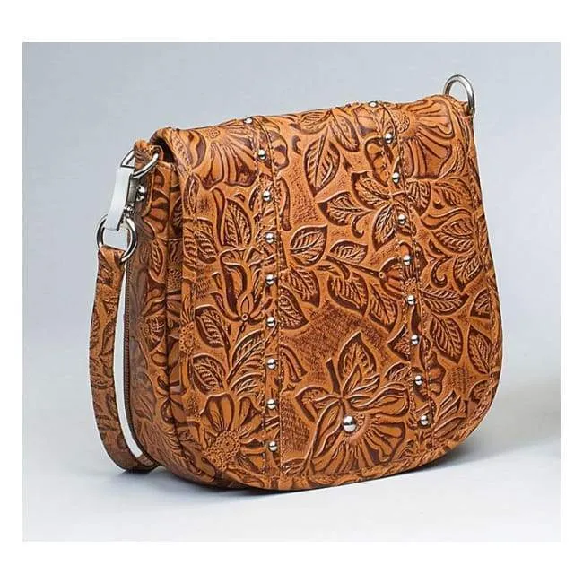 GTM Original Simple Bling Leather Tooled Crossbody Pouch