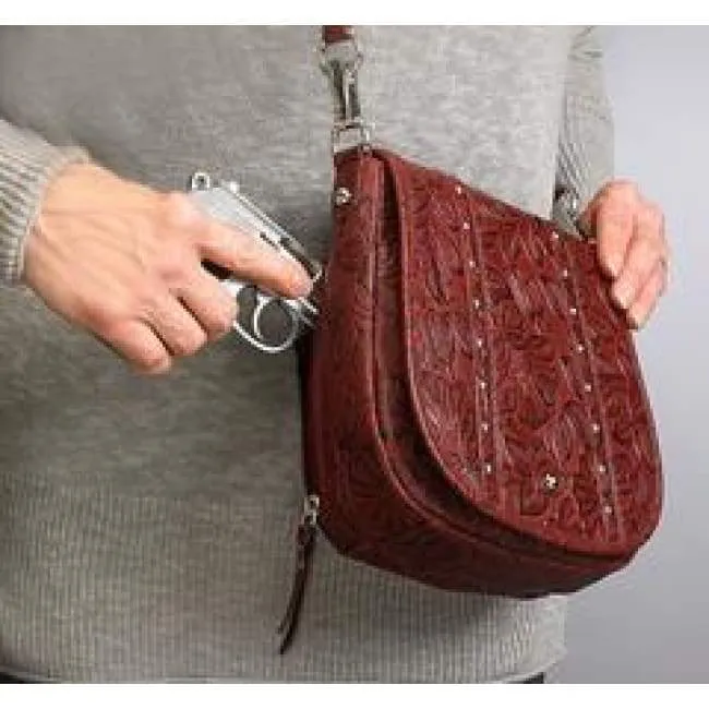 GTM Original Simple Bling Leather Tooled Crossbody Pouch