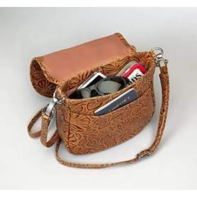 GTM Original Simple Bling Leather Tooled Crossbody Pouch