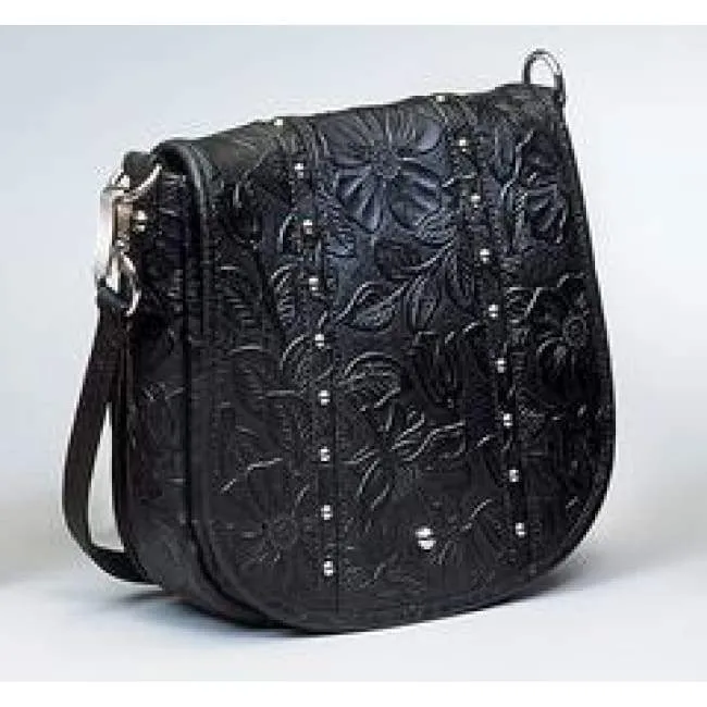 GTM Original Simple Bling Leather Tooled Crossbody Pouch