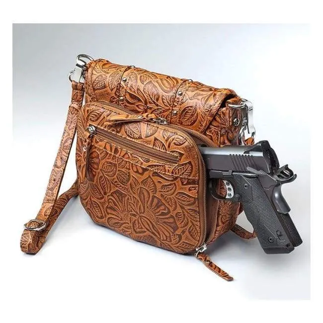 GTM Original Simple Bling Leather Tooled Crossbody Pouch