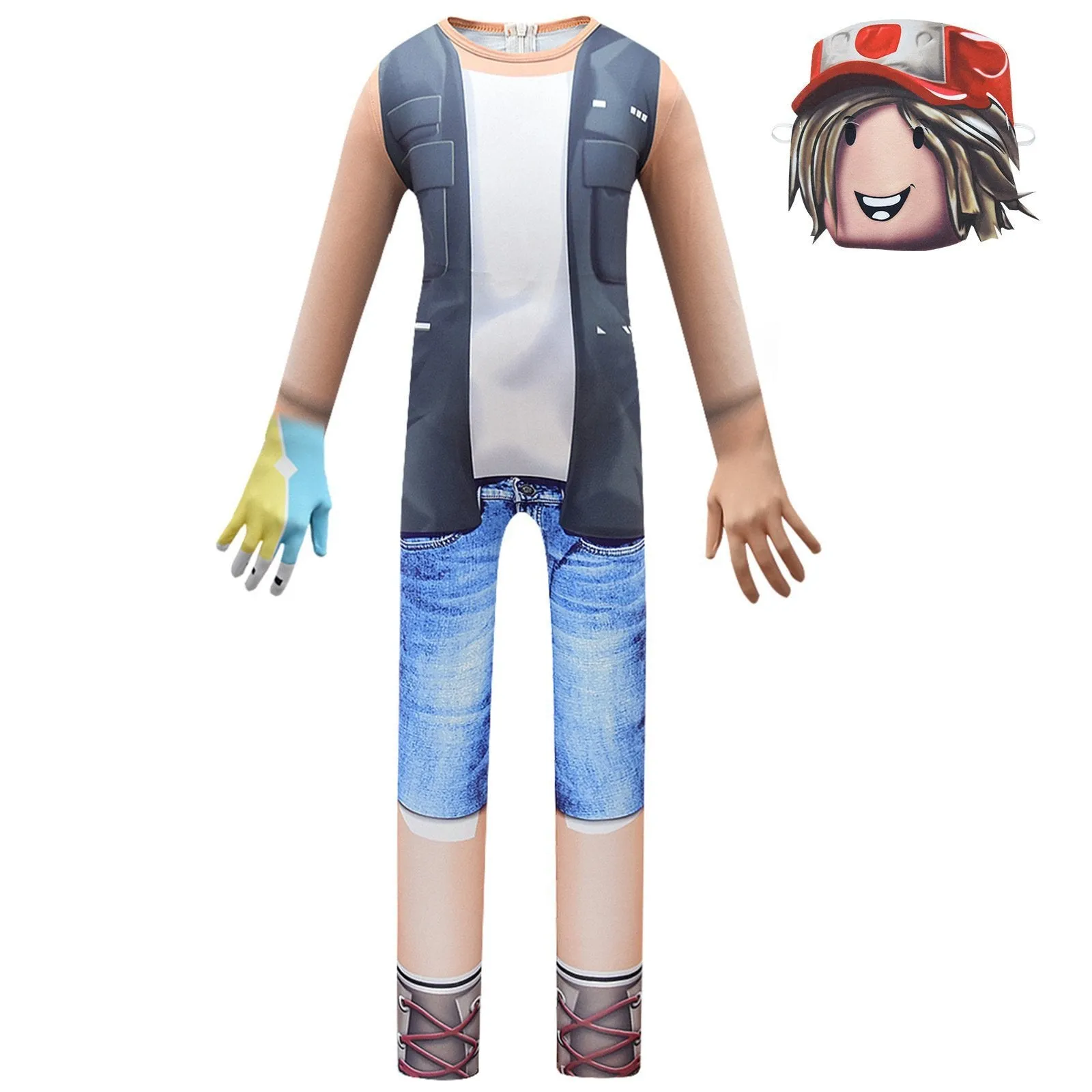 Kids Pocket Devs-Roblox Christmas Cosplay Zentai Suit Costume Children Jumpsuit Bodysuit Outfits