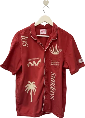 LOS Sundays Red Tequila Print Shirt UK L