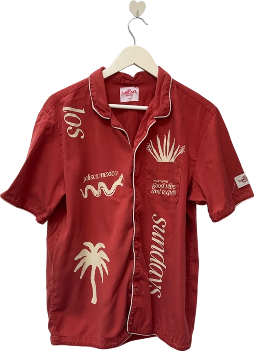 LOS Sundays Red Tequila Print Shirt UK L