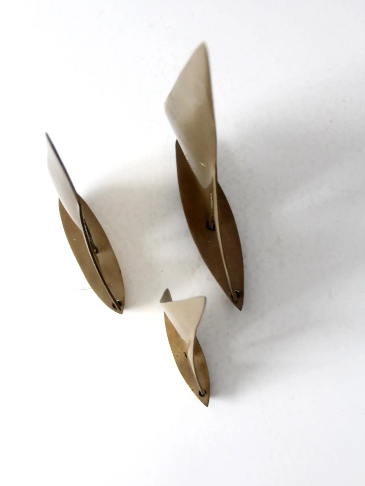 mid century brass sailboats set of 3