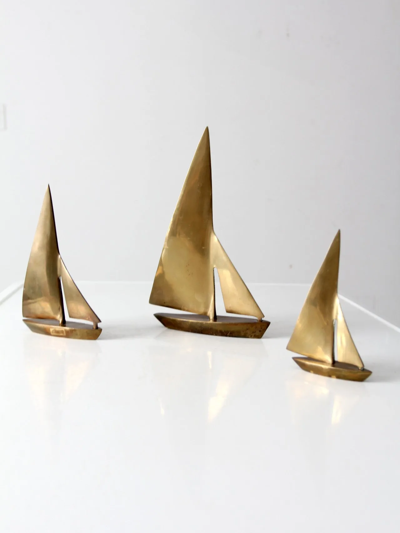 mid century brass sailboats set of 3