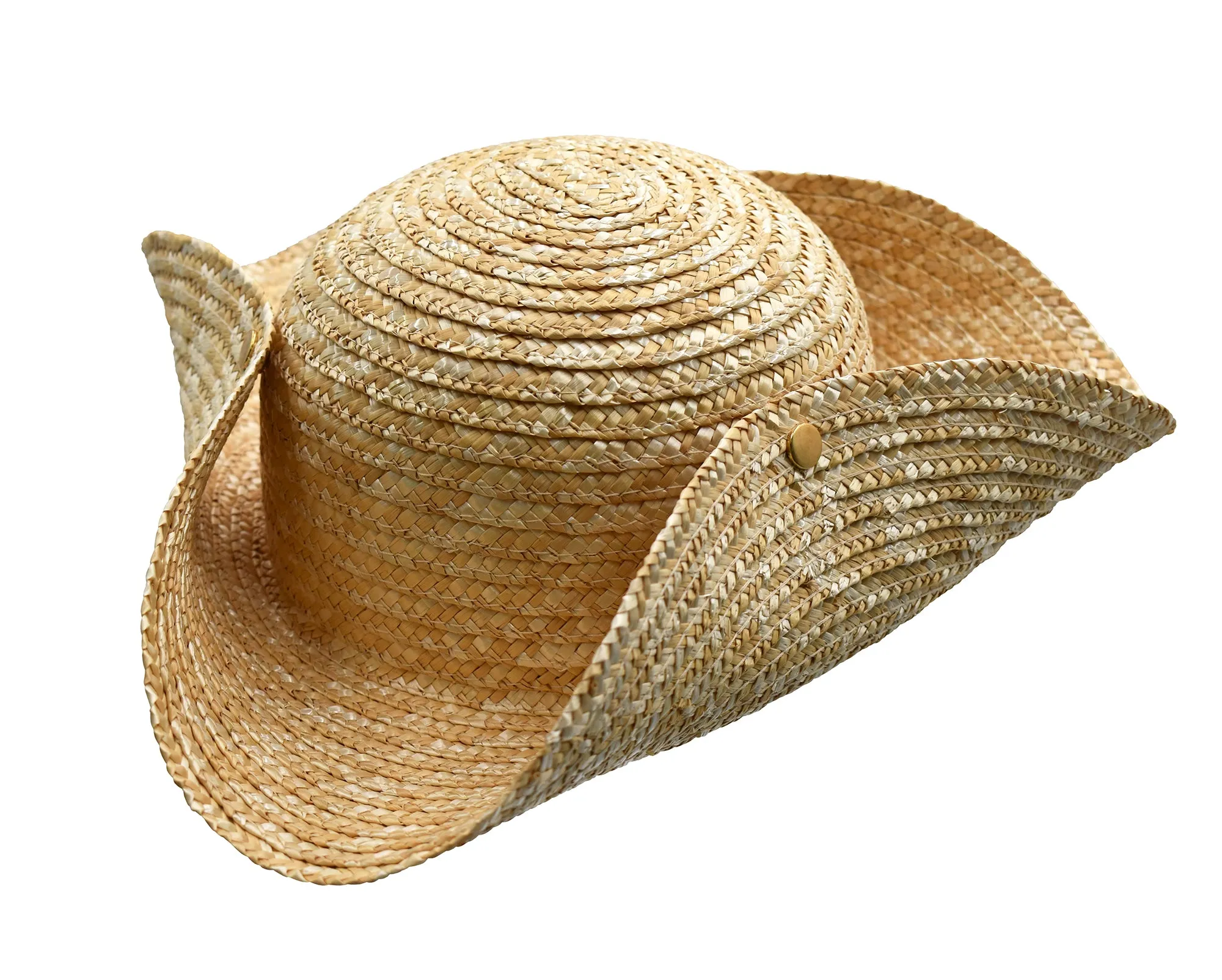 Nicky Bigs Novelties Adult Straw Colonial Tricorn Pirate Hat 3 Cornered Cocked Cap For Cosplay Halloween Costume Accessory