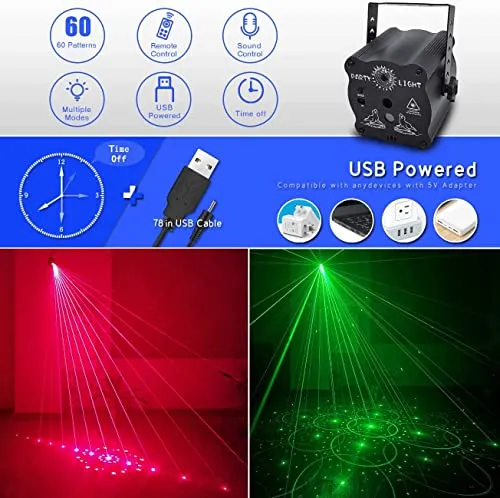 Party Lights Dj Disco Lights, Sound Activated with Remote