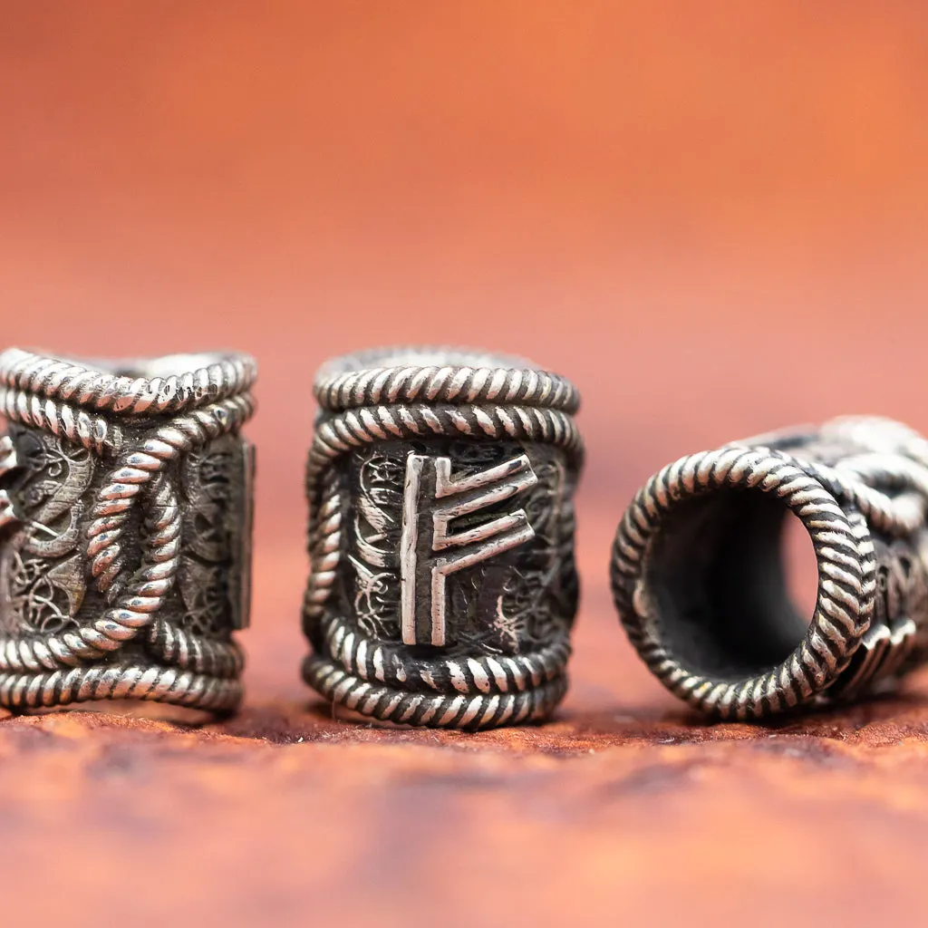 Sterling Silver Rune Hair / Beard Bead